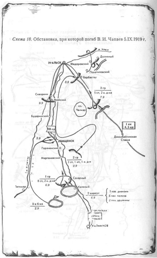 Обстановка, при которой погиб В.И. Чапаев 5 сентября 1919 года.